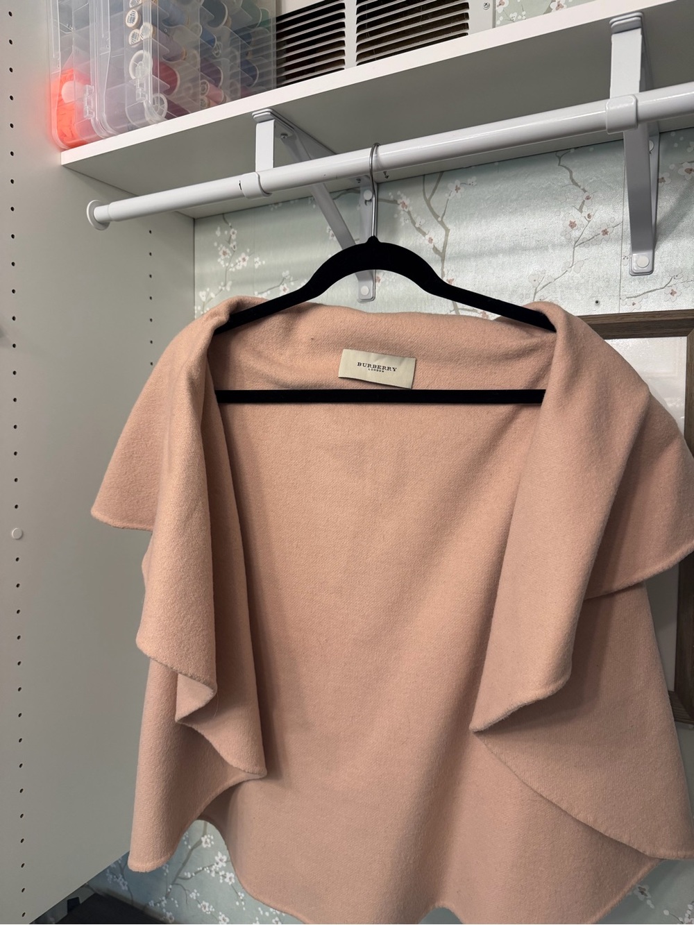Imitation Burb*rry Open-Front Wool Cape Shall